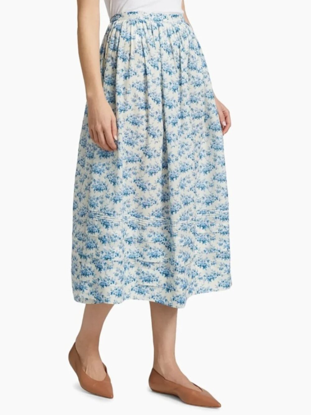 Doen Marcie Skirt in Blue Rosier Floral Large NWT